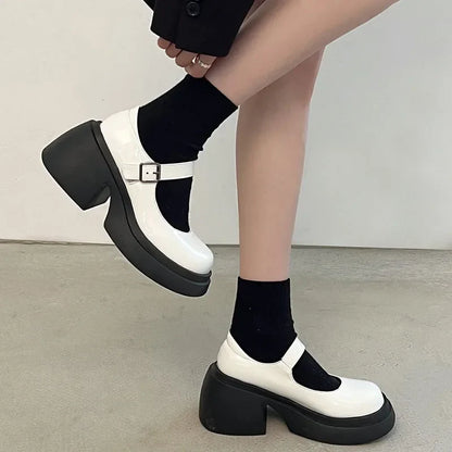 aichashi  -  Platform Mary Jane Shoes New Women's Shoes Women Thick Heels Trendy Street Lolita Shoes Round Toe Ankle Strap  Pumps