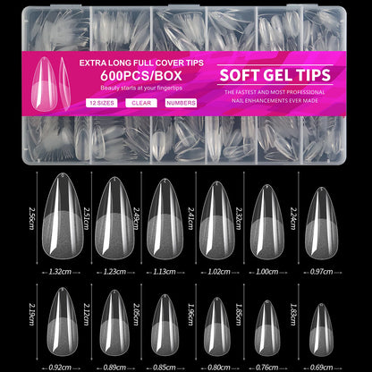 600Pcs Full Cover Press On Nail Tips Stiletto Almond Square Coffin French False Fake Soak Off Gel Nail Extension Tips Capsule