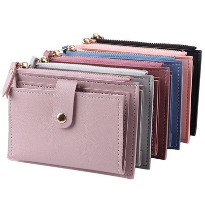 aichashi Women Wallets PU Leather Female Purse Mini Hasp Solid Multi-Cards Holder Coin Short Wallets Slim Small Wallet Zipper Hasp