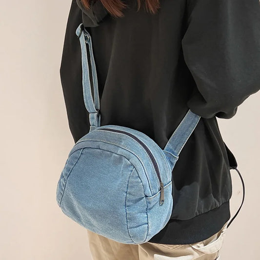 Aichashi Denim Shoulder Bag Women Retro Travel Shell Bag Fashion Simple Casual Retro Crossbody bag College Student TravelBag For Teenager