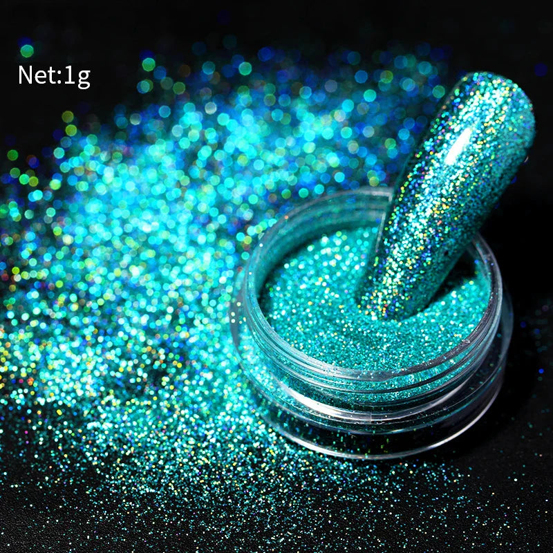 Aichashi Nail Glitter Powder Shiny Aurora Laser Metallic Rubbing Dust Chrome Powder Gold Silver Pigment DIY Decoration Nails Accessories