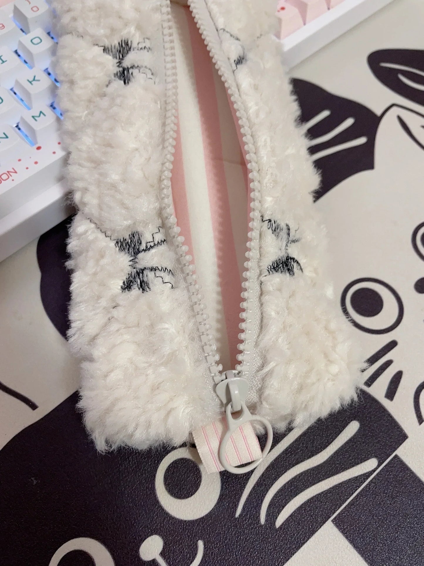 Aichashi BACK TO SCHOOL Bow Embroidery Lamb Brush Bag for Girls Stationery Storage Bag for Girls Gift Makeup Bag  Pencil Case Korean Stationery Kawaii