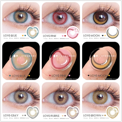 Aichashi Fashion Colored Contact lenses Blue Pink Colorful Contact Lens for eyes Natural Cosmetic Makeup Yearly Use 2pcs/pair