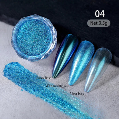 Aichashi Gradient Powder Pigment Pearl Rubbing on Nail Art Glitter Dust Aurora On Manicure Decoration Mirror Rubbing Neon Dust