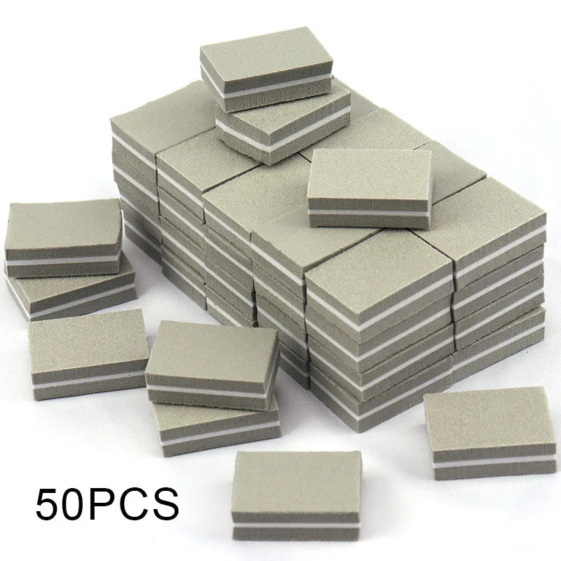 50Pc Professional Mini Nail Art buffer 100/180 Sandpaper Manicure Care File Sanding Polishing Nails File Grinding Equipment Tool