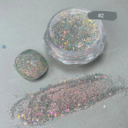 1Box Unicorn Holographic Nail Powder Silver Glitter Metallic Rub Dust Mirror Pigment Extra Fine Shiny Chrome For DIY Manicure*Y*