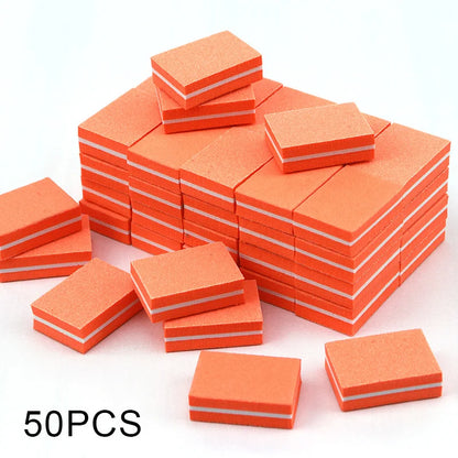 50Pc Professional Mini Nail Art buffer 100/180 Sandpaper Manicure Care File Sanding Polishing Nails File Grinding Equipment Tool