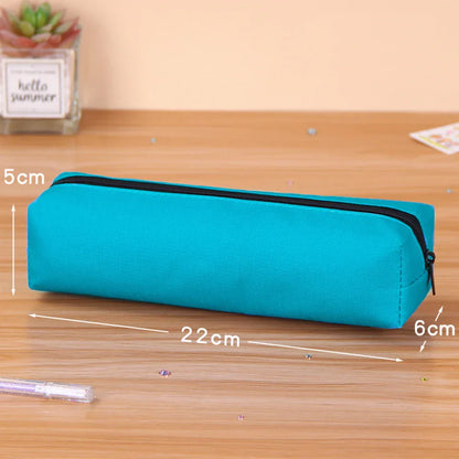 Aichashi BACK TO SCHOOL Solid Color Pencil Case Simple Pencil Bags For Student New Stationery School Supplies Kids Gift Zipper Big Cosmetic Bag