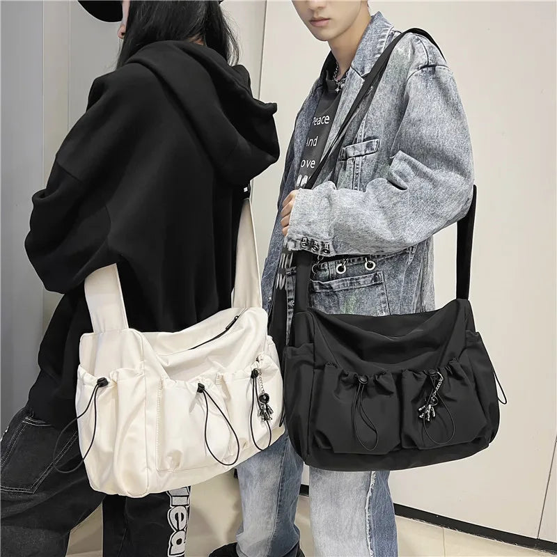 Aichashi Fashion Brand Literary Youth Shoulder Bag (female Ins Style) Solid Color Lovers Versatile Work Clothes Bag (male Canvas Bag)