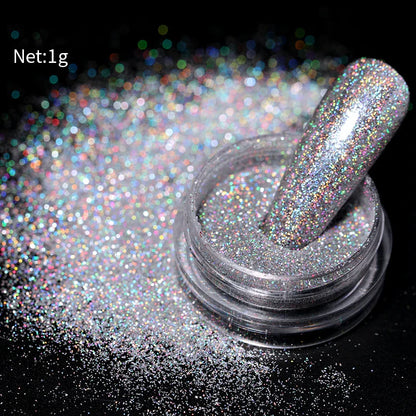 Aichashi Nail Glitter Powder Shiny Aurora Laser Metallic Rubbing Dust Chrome Powder Gold Silver Pigment DIY Decoration Nails Accessories