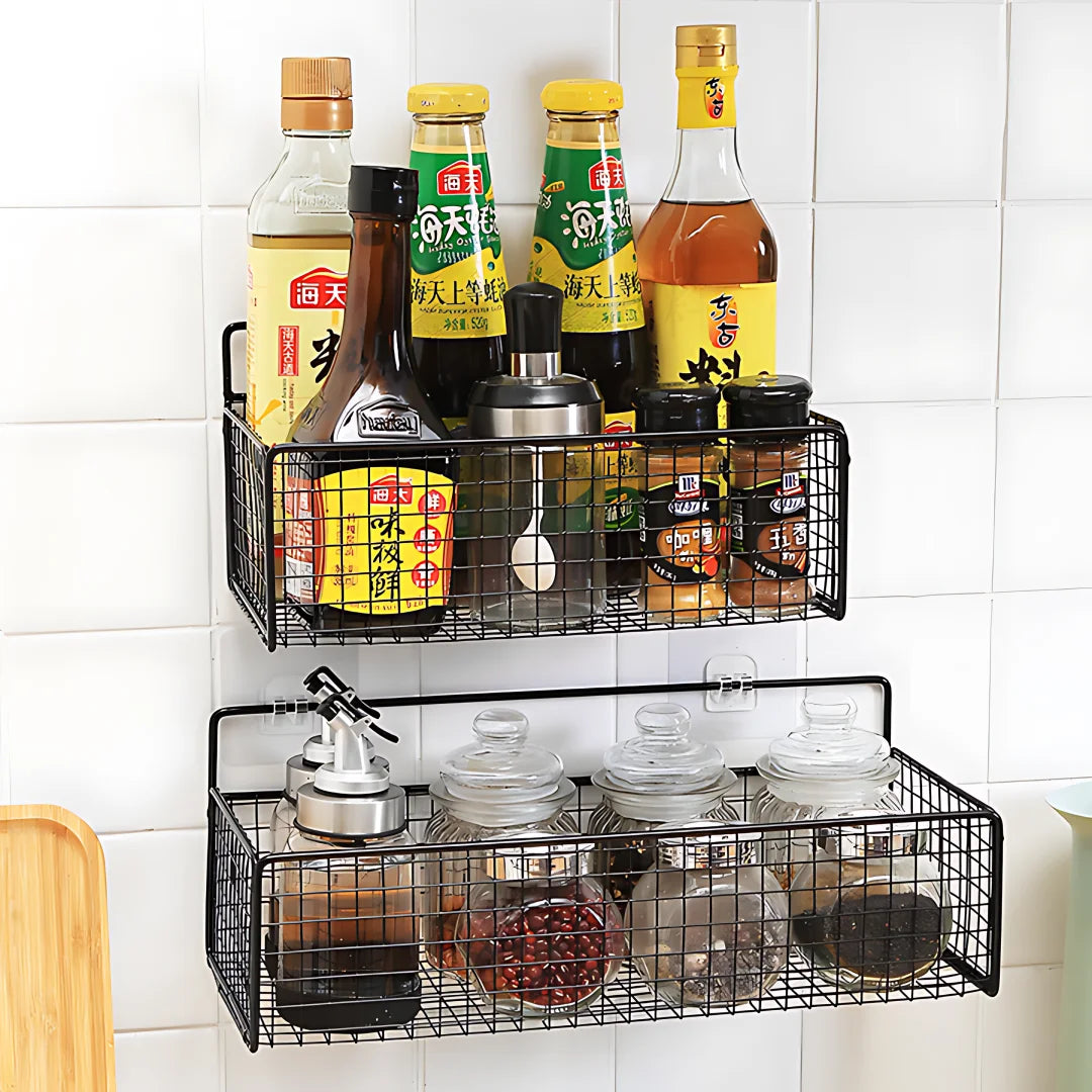 Aichashi Bathroom Storage Multifunctional Toiletries Metal Storage Non-perforated Storage Rack Bathroom Accessories Kitchen Storage