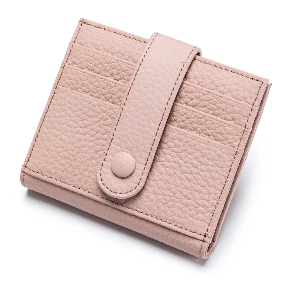 aichashi Ultra-thin Genuine Leather Female Wallets Multifunction Small Soft Cowhide Coin Purse Card Holder Money Bag For Men Women