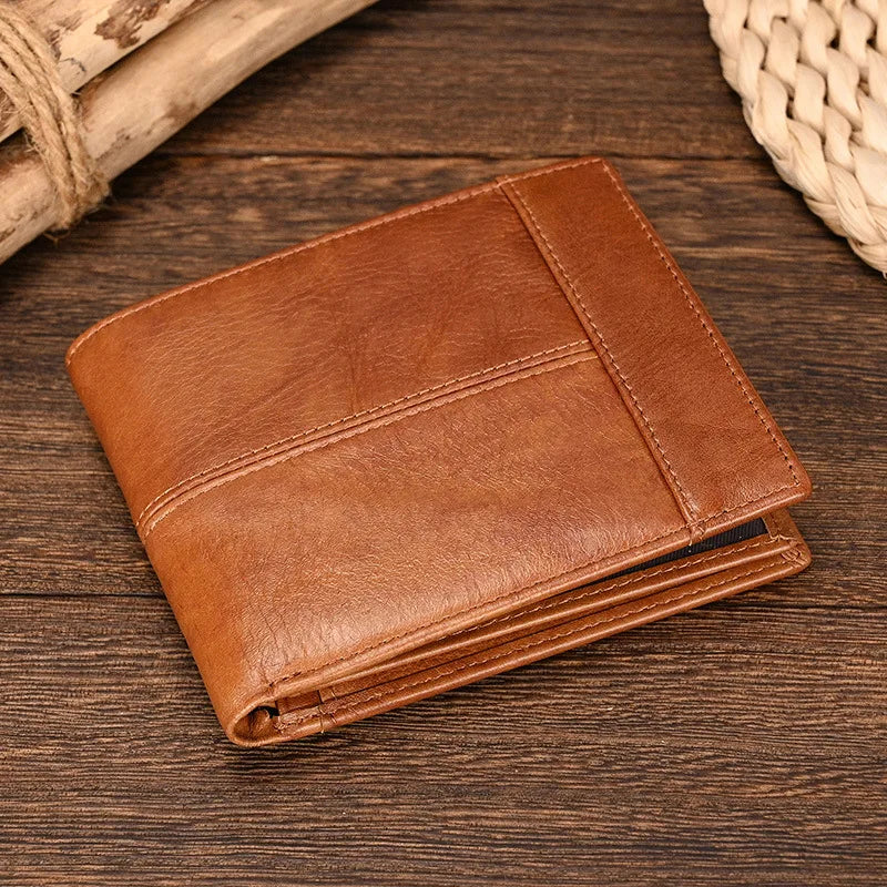 Aichashi RFID Blocking Men's Business Wallet Thin Purse Male Card Holder With Zipper Coins Pocket Black Brown Male Wallets Short Coin Bag