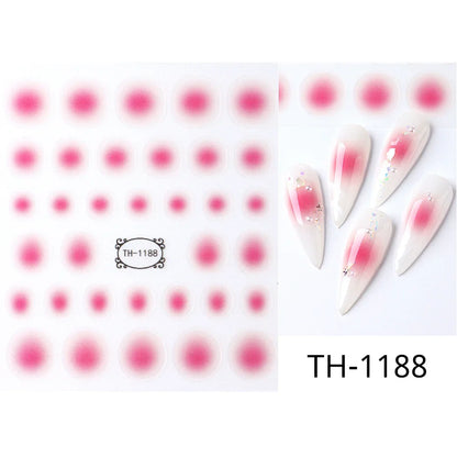 Aichashi Gradient Nail Sticker 3D Jelly Red Pink Blush Sliders Cute Ombre Nail Design Japanese Style Translucent Gel Polish Wraps Decal