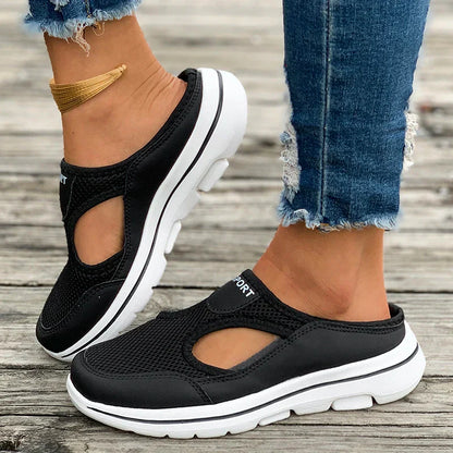 Aichashi Breathable Mesh Sports Slippers Women Casual Cut Out Wedge Slides Sandals Woman Summer 2024 Comfortable Non Slip Walking Shoes