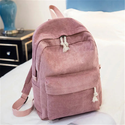 Aichashi BACK TO SCHOOL Personalized Corduroy Women Schoolbag Backpack Training Anti-theft Shoulder Bag For Teenager Knapsack Unisex Classic Campus Port