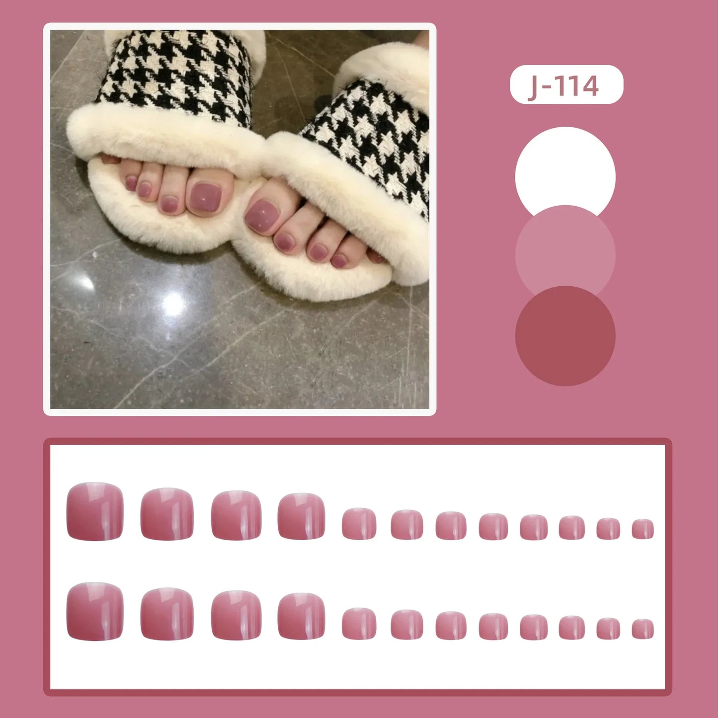 Aichashi 24pcs Solid Color Toenails French Minimalist Style Toenails Full Coverage Waterproof Removable Artificial Press on Nails False