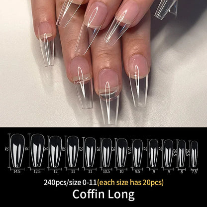 Aichashi Fake Nails False Nail Acrylic American Capsule Gel Shot Artificial Transparent for Frence Fingernails Coffin Full Cover Tips