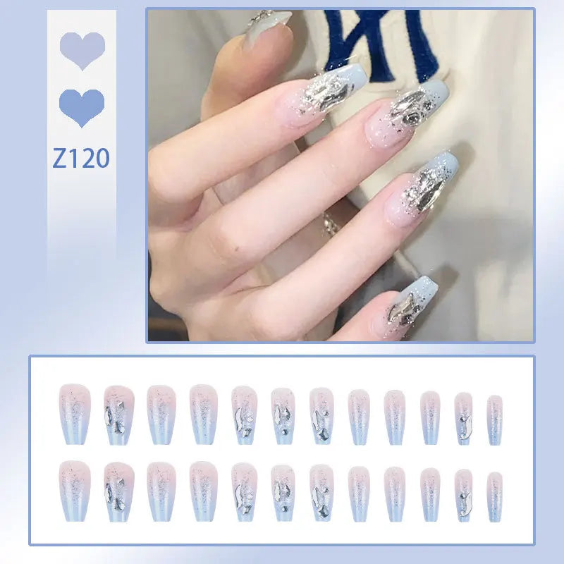 24pcs/box Fake Nails Short Detachable Finished Fingernails Ballet Wearable False Nails press on Square Head Full Cover Nails Tip