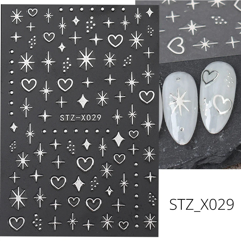 Aichashi Heart Nail Sticker 3D Comic Cartoon Colorful Heart Star Sliders Cute Nail Design Korean Style Translucent Gel Polish Wraps Decal