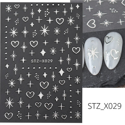 Aichashi Heart Nail Sticker 3D Comic Cartoon Colorful Heart Star Sliders Cute Nail Design Korean Style Translucent Gel Polish Wraps Decal