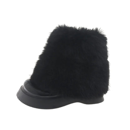 aichashi  -  Snow Boots with Fur Women Winter Warm Shoes Platform Short Boots Female Causal Height Increasing Shoes Solid Casual Botas Mujer