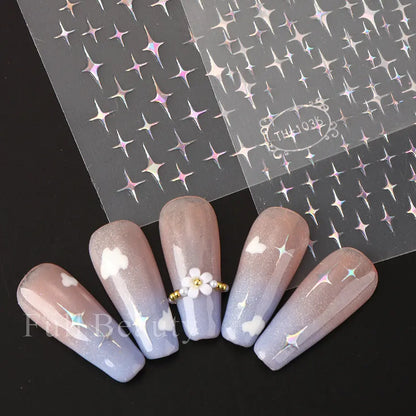 Aichashi Laser Sakura Flower 3D Nail Sticker Holographic Foils Decals Snake Star Heart Adhesive Sliders Cherry Blossom Manicure