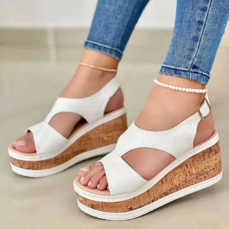 Aichashi Open Toe Shoes Sandals Women Summer Casual Peep Toe Sandal Thick Bottom Wedge Shoes Sexy Elegant High Heel Sandals Plus size 43