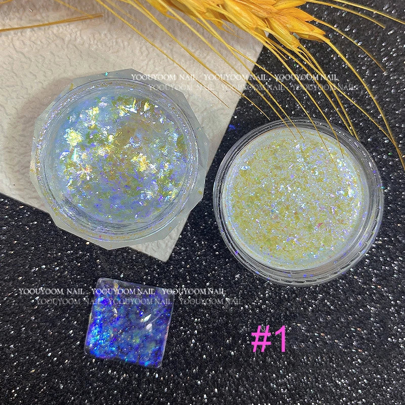 1Box Unicorn Holographic Nail Powder Silver Glitter Metallic Rub Dust Mirror Pigment Extra Fine Shiny Chrome For DIY Manicure*Y*