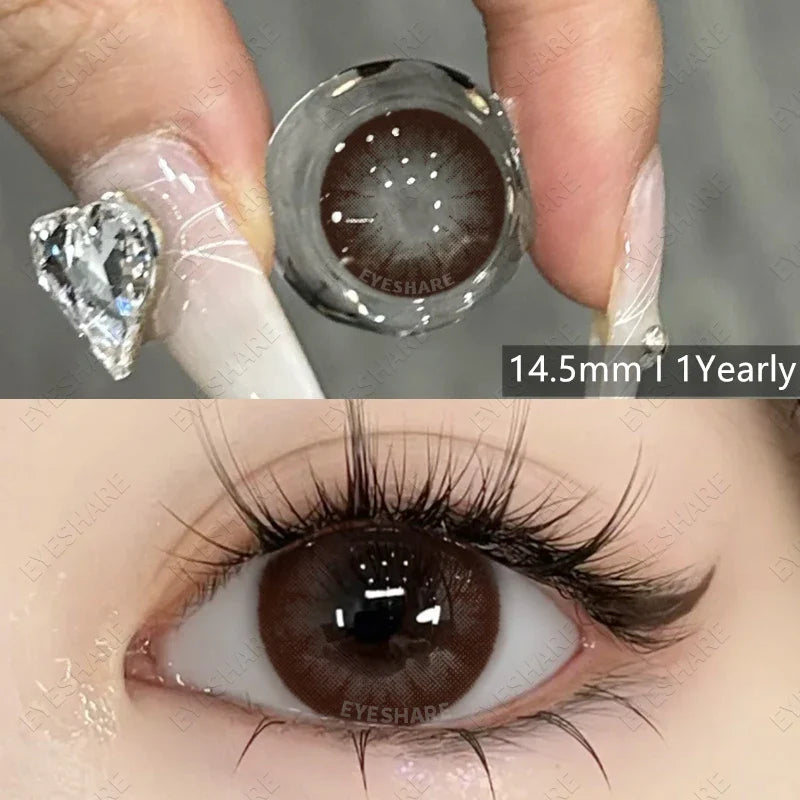 Aichashi 1 Pair New Fashion Blue Color Contact Lenses for Eyes Natural Brown Eyes Contacts Lenses Yearly Gray Colorful Eyes Lens