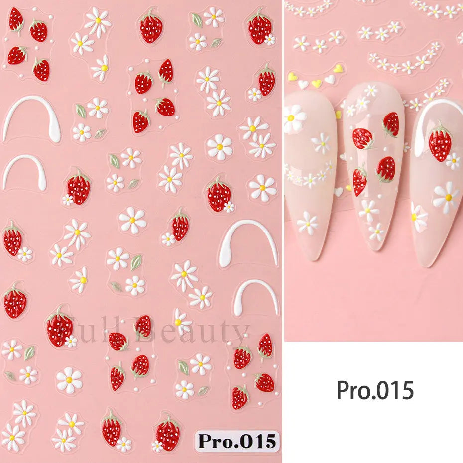 Aichashi 1Pcs Sakura Stickers For Nails 5D Embossed Spring Cherry Blossom Tulip Peony Flowers Petals Sliders Manicure Decoration