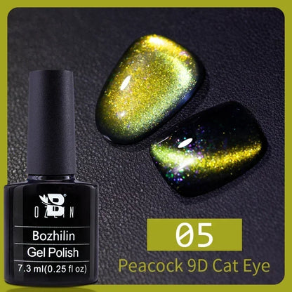 Aichashi 7.5ml Double Light Reflective Magnetic Gel Sparkling Rainbow Soak Off Semi Permanent Nail Art Disco Flashing Cat Eye Gel