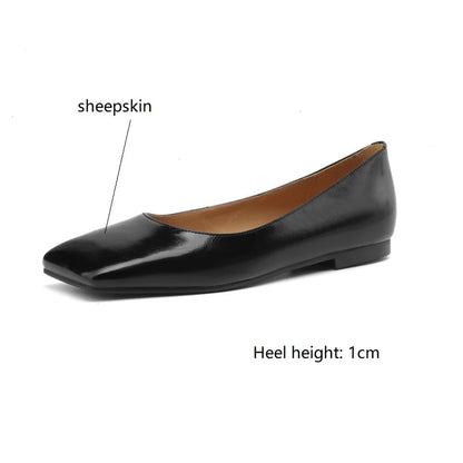 Aichashi New Spring Sheepskin Women Shoes Square Toe Women Pumps Ballet Shoes for Women Zapatos De Mujer Concise Low Heels Ladies Shoes