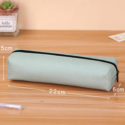 Aichashi BACK TO SCHOOL Solid Color Pencil Case Simple Pencil Bags For Student New Stationery School Supplies Kids Gift Zipper Big Cosmetic Bag