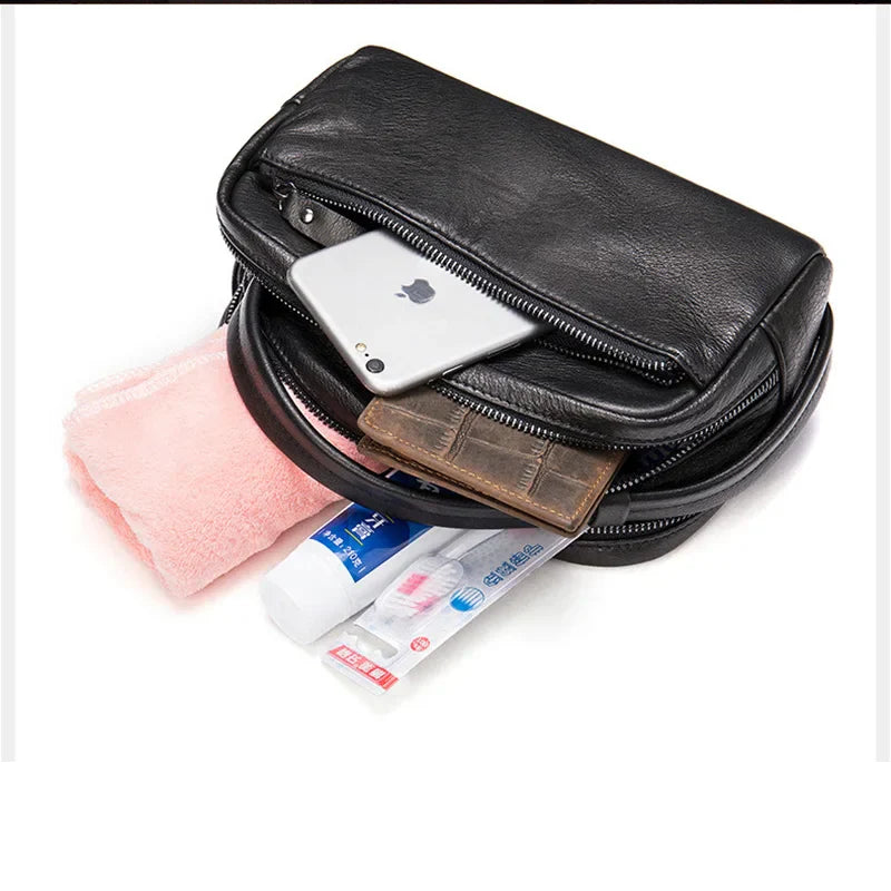 Aichashi Men's Clutch Bag Soft Genuine Leather Large Capacity Men Wallets Cell Phone Pocket Business Long Purse Women Make Up Bag