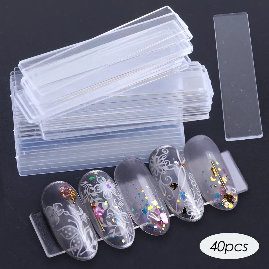 Aichashi 1Set False Nail Tips Nail Art Display Stand Transparent Practice Acrylic Gel Polish Holder Strip Manicure Showing Tools JI151-1