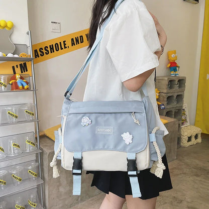 Aichashi BACK TO SCHOOL Korean Fashion Casual Big Bag Student School Bags for Teenage Girls Messenger Bag Shoulder Bag Crossbody Bags Women