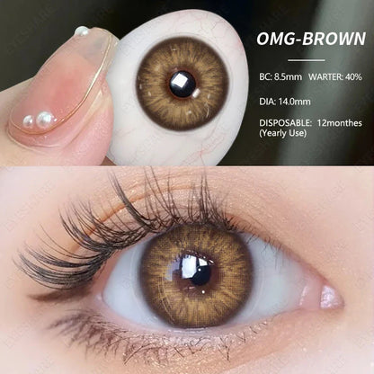 Aichashi 1 Pair NEW Colored Contact Lenses Green Eye Lenses Natural Brown Lens Fast Delivery Green Eye Lens Yearly Contacts Lens