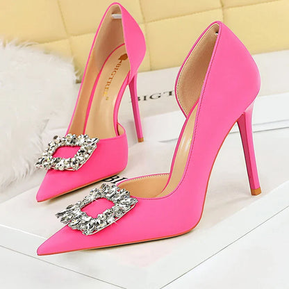 aichashi  - Luxury Heels 10.5 Cm Women Pumps Rhinestone Design High Heels Fashion Wedding Shoes Stilettos Sexy Party Shoes 10 Colour Pumps