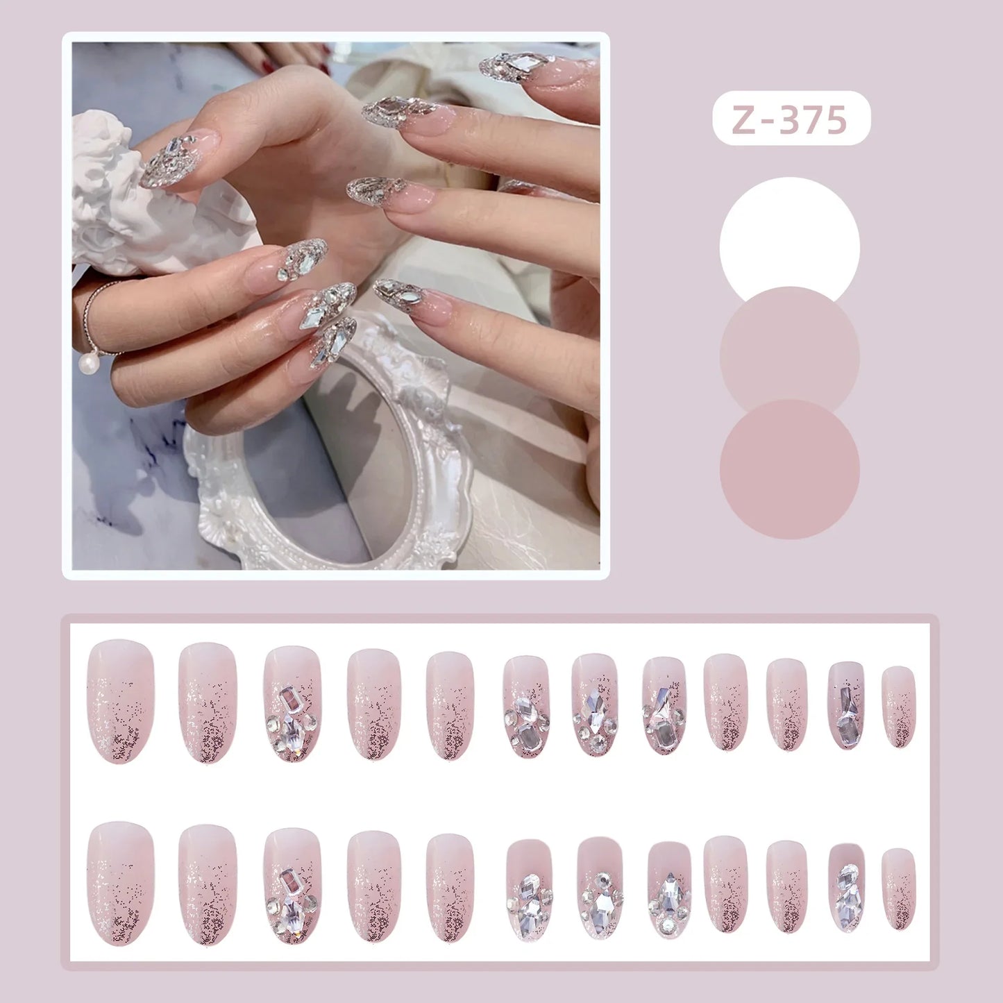 Aichashi Nail Art Fake Nails Long Island Iced Tea Wearing Jiashan Camellia Flower 3D Light Change Love Girl Blush Wearing Press on Nails