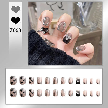 24pcs/box Fake Nails Short Detachable Finished Fingernails Ballet Wearable False Nails press on Square Head Full Cover Nails Tip