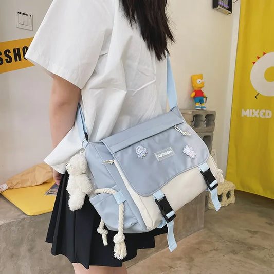 Aichashi BACK TO SCHOOL Korean Fashion Casual Big Bag Student School Bags for Teenage Girls Messenger Bag Shoulder Bag Crossbody Bags Women