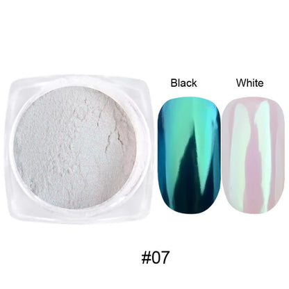 0.2g/jar Aurora Chrome Unicorn Nail Pigment Rainbow Mirror mermaid Nail Art Powder With 1-Sponge-Stick Unicorn Mirror Powder F-t