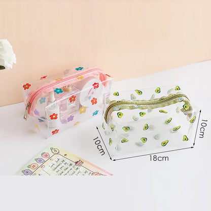 Aichashi BACK TO SCHOOL Big Waterproof Transparent Pencil Case PVC Stationery Gift Girls Students Pencil Bag Kawaii Makeup Cosmetic Bag Travel Bags