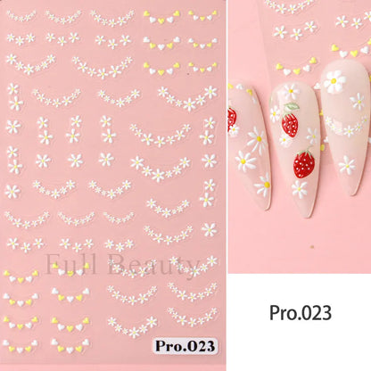 Aichashi 1Pcs Sakura Stickers For Nails 5D Embossed Spring Cherry Blossom Tulip Peony Flowers Petals Sliders Manicure Decoration