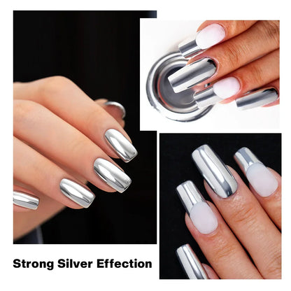 Aichashi 6ml Magic Mirror Electroplating Effect Metallic Painting Soak Off Gel Nail Polish Drawing Superbright Silver UV/LED Varnishes