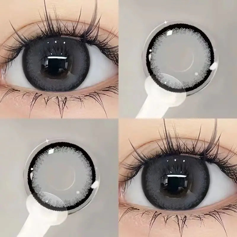 Aichashi 2PCS Korea Colored Contact Lenses Myopia Degree -0.00 to -8.00 Gray Eyes Beauty Pupil Brown Makeup Lens