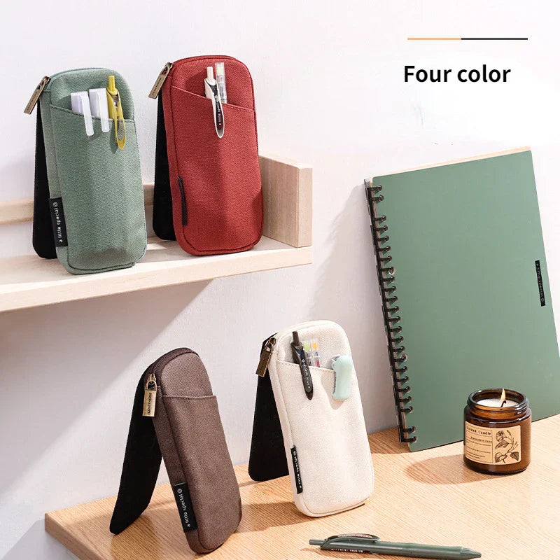 Aichashi Japan Kokuyo Pencil Case Series Double-sided Magnetic Canvas Stationery Case Convenient Carrying Storage Pencil Bag