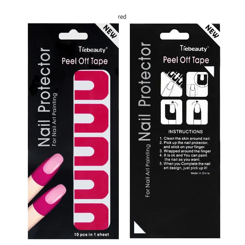 10pcs U-shape Spill-proof Anti-overflow Nail Polish Paint Varnish Peel Off Tape Finger Cover Nail Protector Stickers