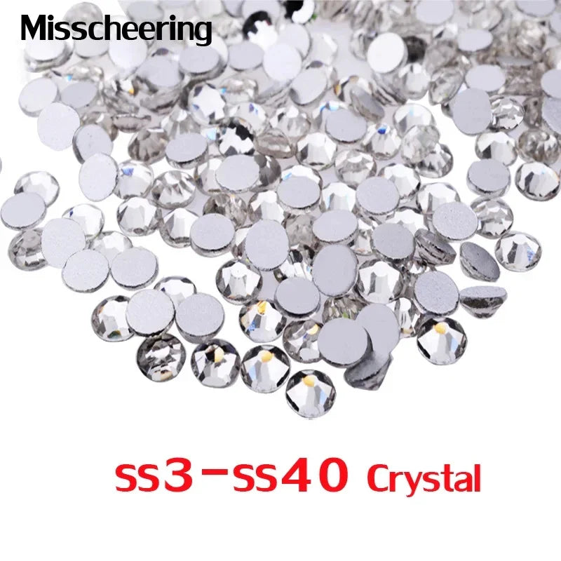 144/288 /1440pcs SS3-SS50 Crystal AB Clear Nail Rhinestones Non Hotfix Flat Back Stones DIY Strass Nail Art Decor Accessories